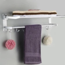 2 Tier Towel Rack for Bathroom Wall Mounted 24in Towel Shelf Organizer Rustproof