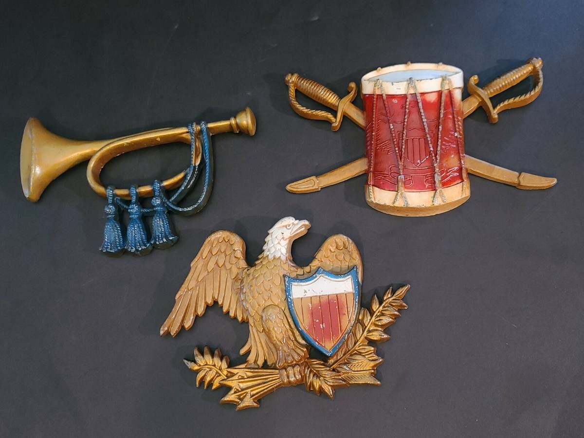 SET OF 3) Vintage Sexton #576 Cast Aluminum Wall Art Hanger Bugle