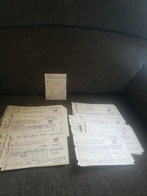 43 Vintage 1960s Chevron Standard Oil Gas Station Statement Paper Travel receipt