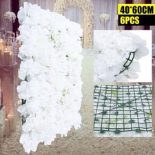 6Pcs Artificial Flower Wall Panel Backdrop Wedding Party Background Venue Decor