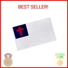 Christian Flag 3x5 ft Made in USA, Heavy Duty Embroidered Christian Flags for Ou