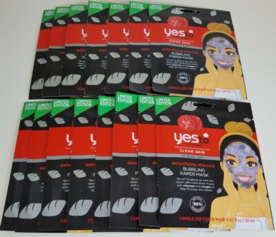 YES to Tomatoes Detoxifying Charcoal Bubbling Paper Mask, Lot of 15 New
