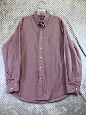 Arrow Button Down Shirt M Men's Long Sleeve Check Red Polyester Blend