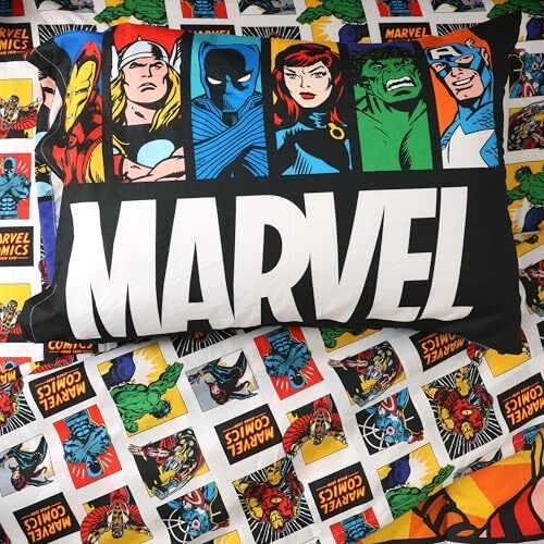 Juego de sábanas de cama Marvel Comics 4 piezas multicolor con dos camas en bolsa para niños Foto 3 de 4