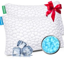 Cooling Bed Pillows Queen Size Set of 2, Shredded Memory Foam Pillows for Sle...