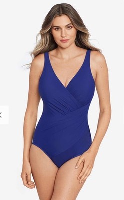 MIRACLESUIT Sz 12 OCEANUS Delphine Blue UNDERWIRE ONE-PIECE Slimming Swimwear