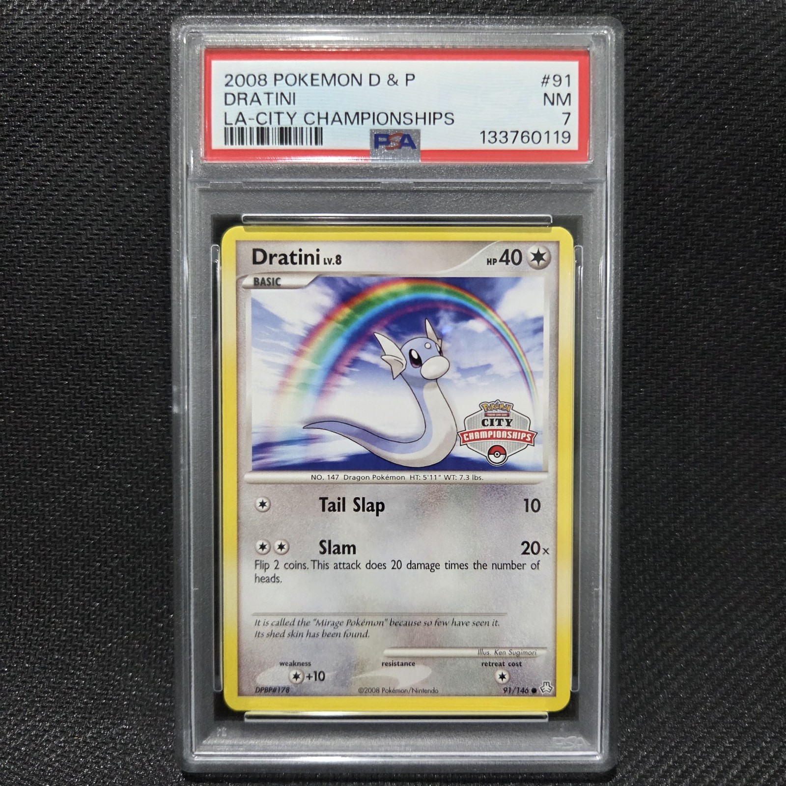 2008 Pokemon DRATINI 91/146 [City Championships Promo] Legends Awakened NM PSA 7
