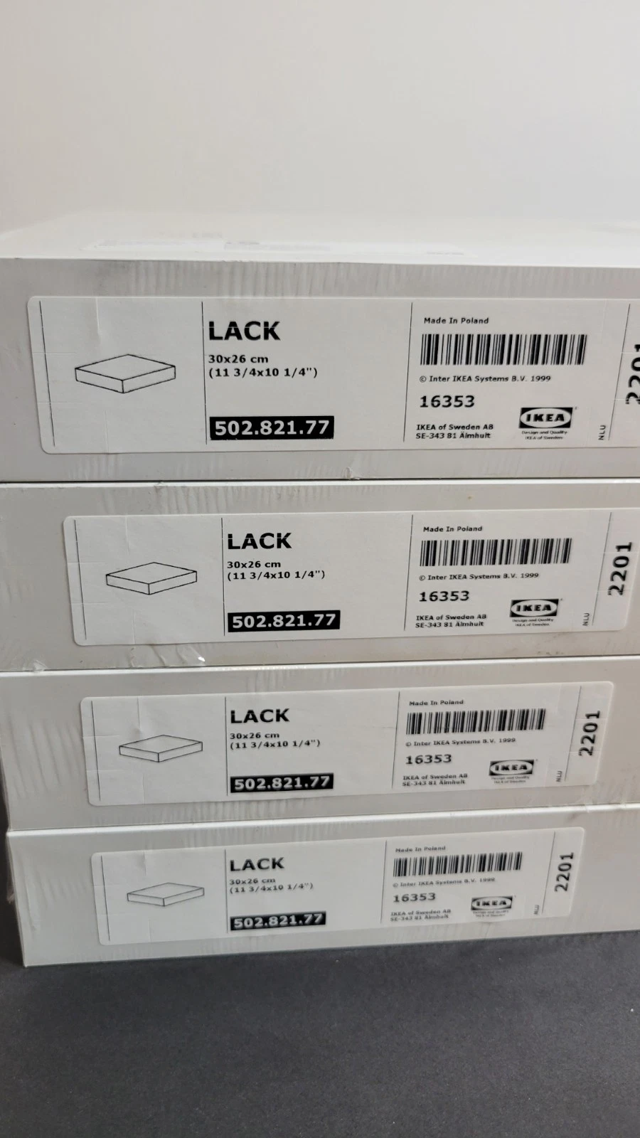 Lot of 4 IKEA LACK Wall Shelves 30x26cm White Floating Shelf New Sealed
