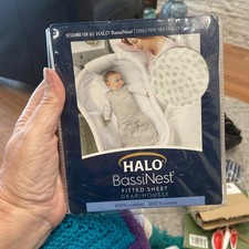 HALO Bassinest Fitted Sheet Gray Pebble Print 100 Cotton NIP Baby Bedding