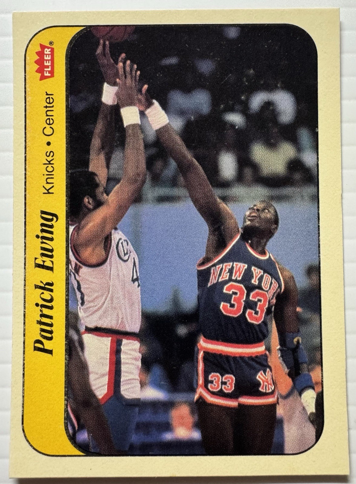 1986 Fleer Patrick Ewing Rookie Sticker #6 Knicks HOF RC Unpeeled Vintage