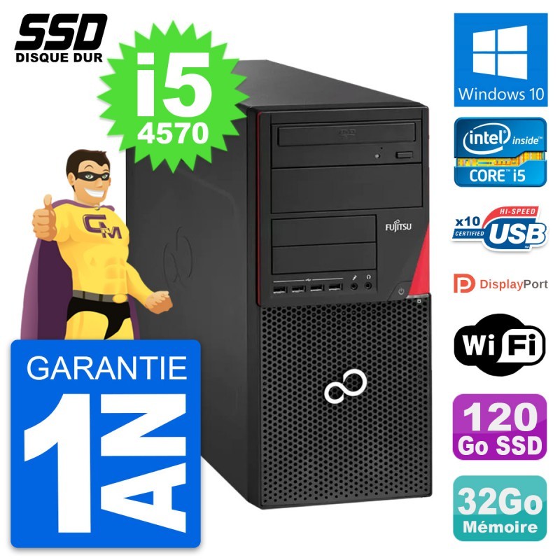PC Tour Fujitsu Esprimo P920 Intel i5-4570 RAM 32Go SSD 120Go Windows 10 Wifi