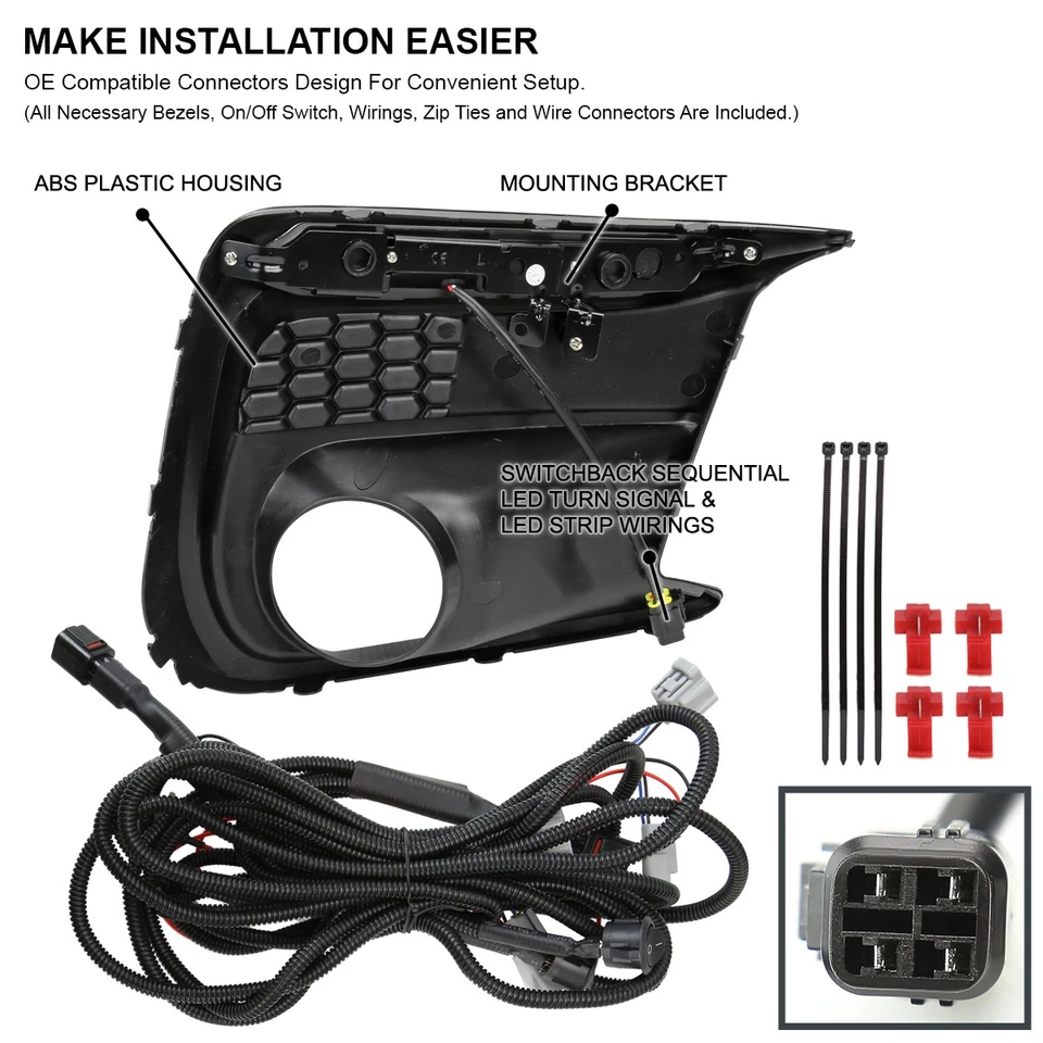 Fits 2018-2021 Subaru WRX STI Switchback LED DRL Sequential Fog Lights Bezel — 第 4/4 张图片