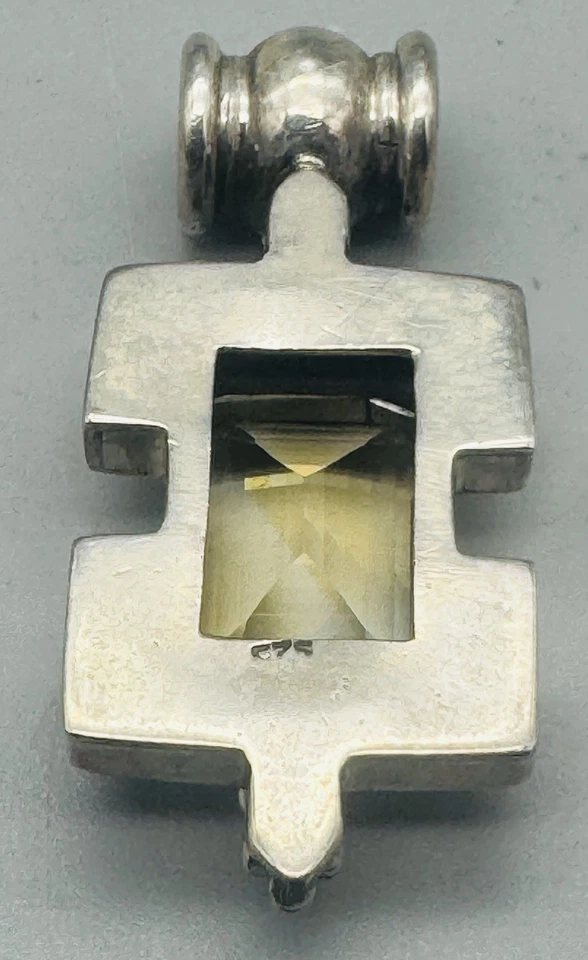 "COLGANTE CITRINO DORADO VINTAGE DE PLATA DE LEY 925 DE 2,25""" Foto 2 de 3