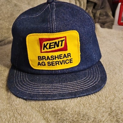 Vintage Kent Ag Service Denim Snapback Hat Seed & Feed Company Advertising 
