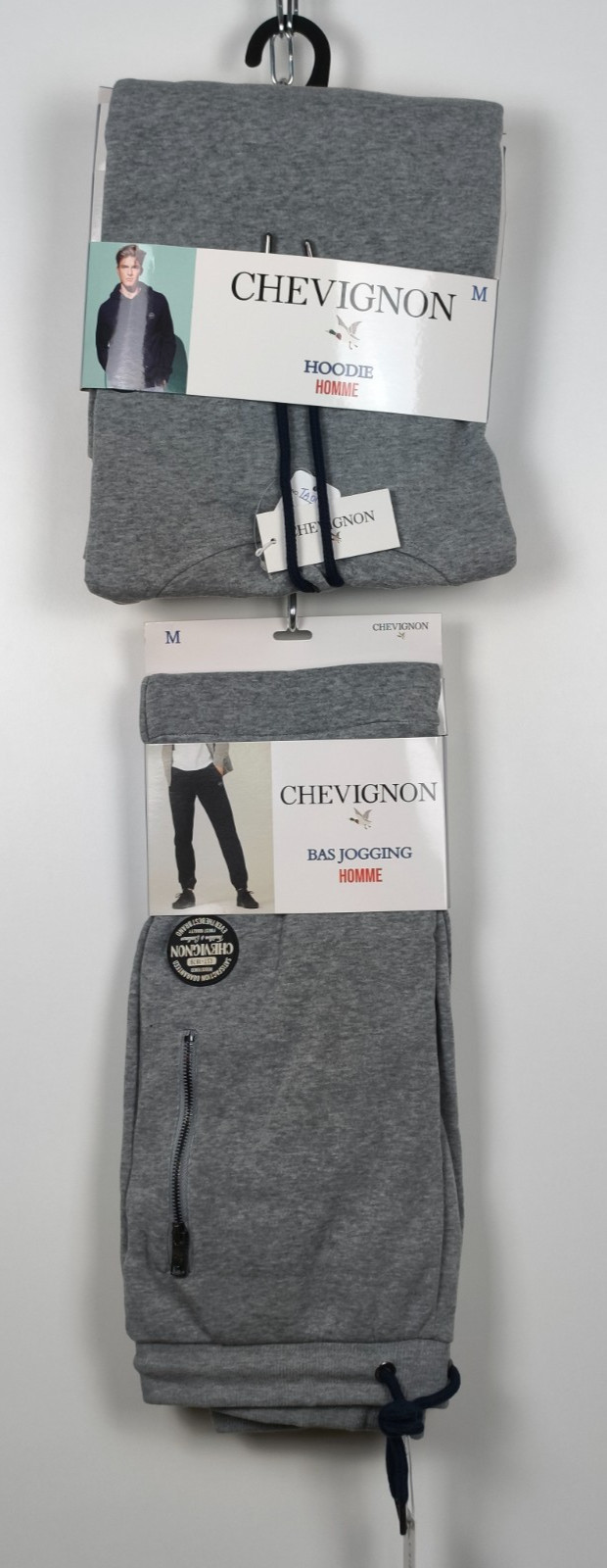 Chevignon Herren Jogginganzug Set Hoodie & Hose Hellgrau Größe M NEU image 8