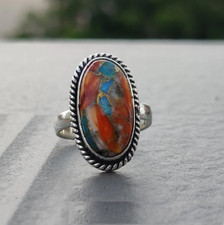 Oyster Copper Turquoise 925 Sterling Silver Ring, Handmade Ring All Size R361