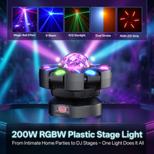200W LED Moving Head Light 6Arm Beam DMX512 Laser Stage Light for DJ Disco Party