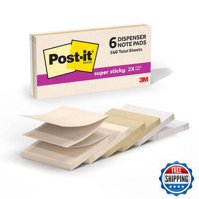 Post-It Super Sticky Dispenser Pop-Up Notes 6 Sticky Notes Pads 3 X 3 In.