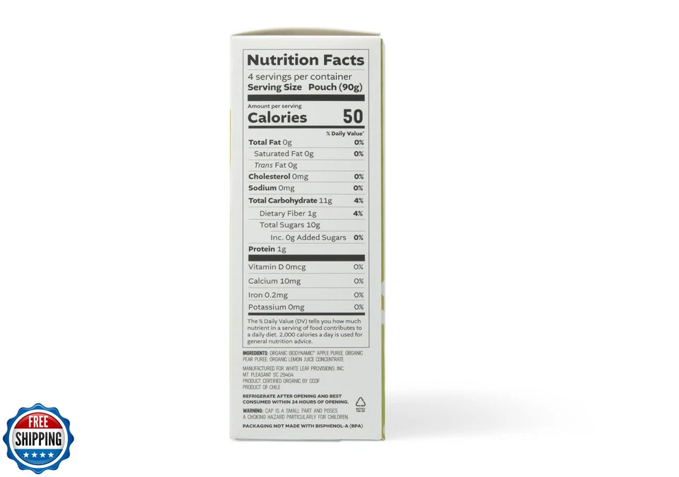 White Leaf Provisions Biodynamic and Organic Pear Apple Sauce, 12.7 Ounce (Pa - Image 2 of 4