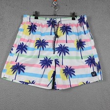 Spicy Tuna Swim Shorts Mens Size XL White Mesh Lined Tropical Palm Tree Board