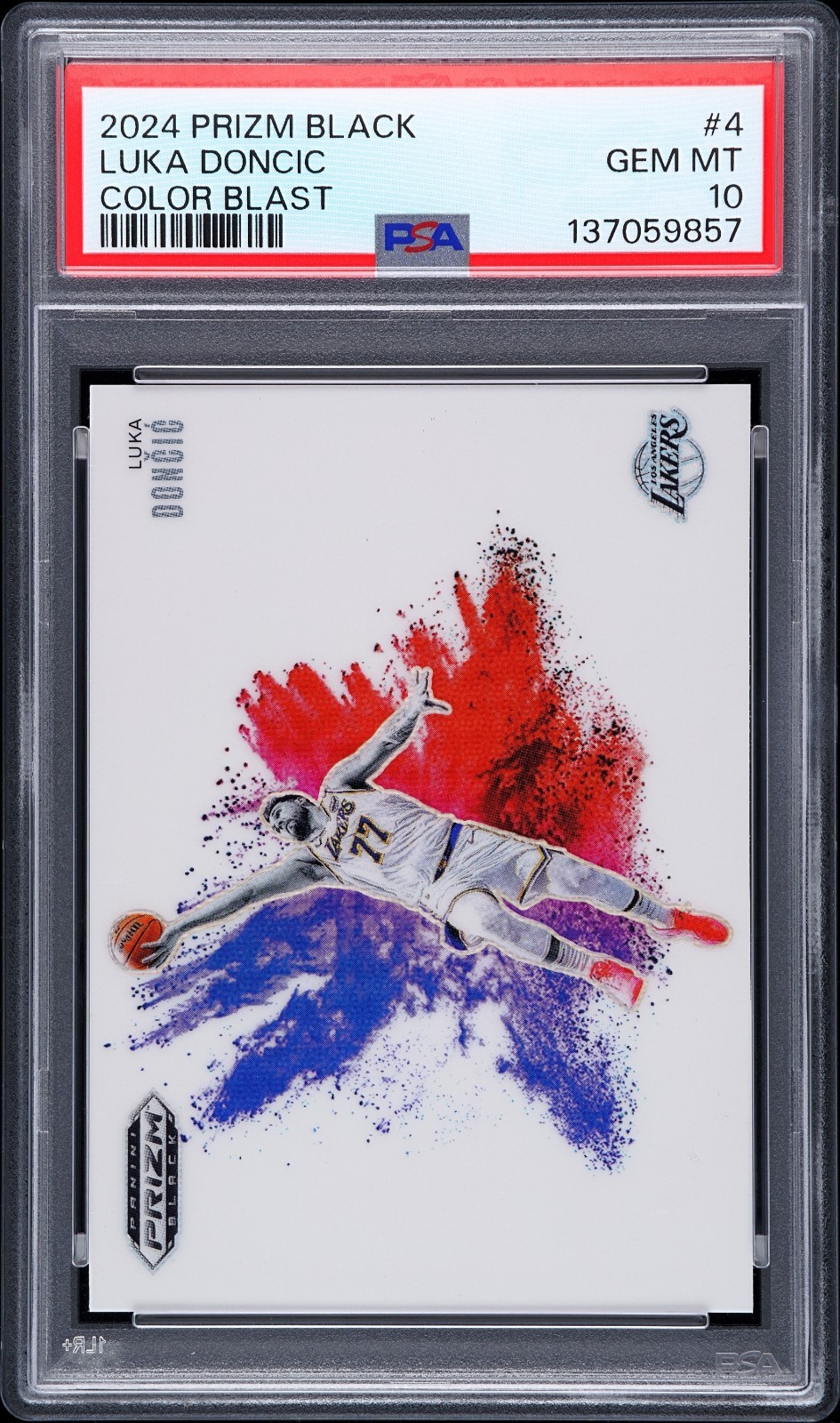 2024-25 Prizm Black Luka Doncic #4 Color Blast PSA 10 Lakers