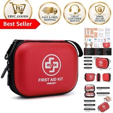 Organized 150-Piece First Aid Kit with Waterproof Hard Shell Protection