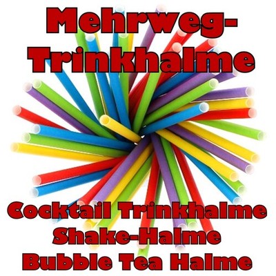 Mehrweg Trinkhalme Shakehalme Strohhalme Cocktail wiederverwendbar aus Plastik