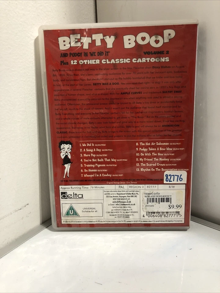 Betty Boop: Betty Boop y Pudgy en DVD 'We Did It' (2005) certificado Dave Fleischer Foto 3 de 4