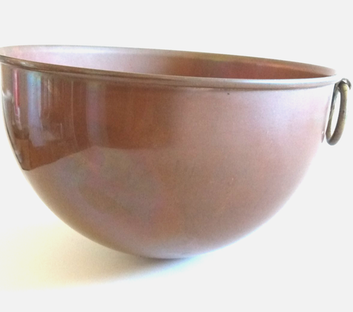 Vintage Copper Mixing Bowl Round Brass Ring 7.25"x4.5" Patina Paul Revere 86 USA - Picture 4 of 4