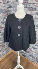 Monsoon Women’s Black Wool Blend Button Short Jacket Size UK 8