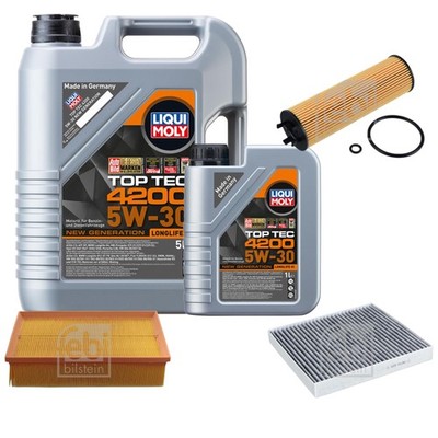 FEBI BILSTEIN Inspektionspaket 6L Liqui Moly Top Tec 4200 5W-30 für VW Passat