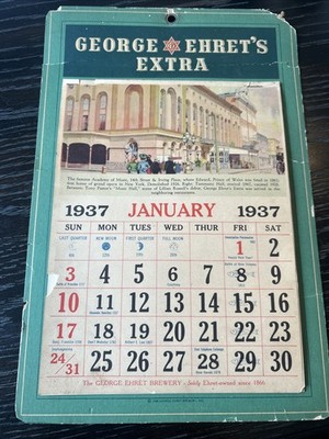 1937 GEORGE EHRET'S EXTRA Full Beer CALENDAR ''Landmarks OF NYC'' EHRET Brewing NY