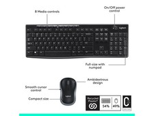 MK270 Wireless Keyboard and Mouse Combo, Full Size Keyboard, 2.4GHz USB Logitech