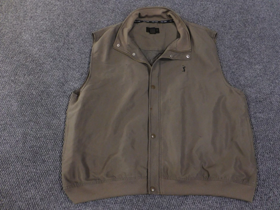 PGA Tour vest mens XXL brown golf outdoor zip snap pockets - Image 3 of 4