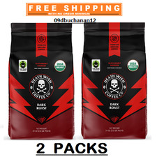 2 Packs - Death Wish Organic Dark Roast Ground Coffee, 34 oz. 68 oz total