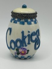 Vintage Cookie Jar Porcelain Hinged Trinket B...