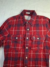 Abercrombie Fitch Men's M Muscle Fit Red Plaid Flannel Button Down Shirt