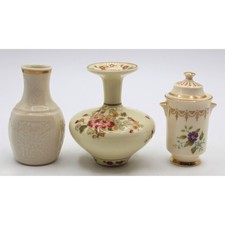 Lot of 3: Miniature Cream and Gold Vases