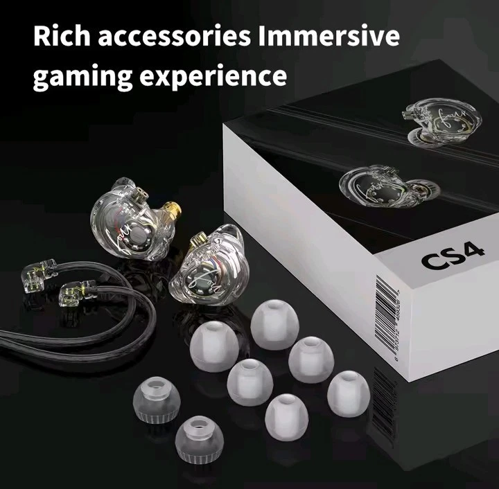 TRN CS4入耳式监听耳机双驱动器可拆卸电缆透明带麦克风 — 第 3/3 张图片