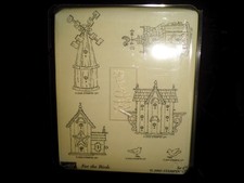 STAMPIN' UP "FOR THE BIRDS" WOOD STAMP SET, BIRDHOUSES, WINDMILL, BEACH, BARN