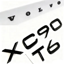For Volvo XC90 T6 Rear Trunk Lid Letter Badge Nameplate Emblem Gloss Black - 3P