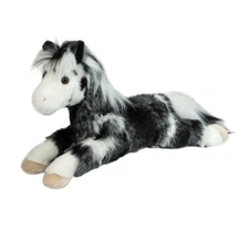 Douglas Cuddle Toys Tynan Appaloosa Roan Horse DLux Plush – Black White Gray 24”