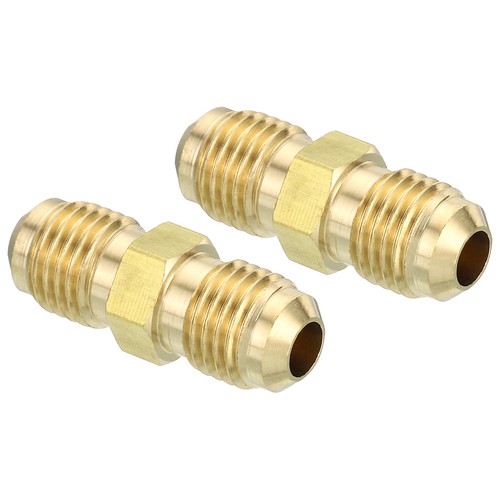 2Pack 1/4" x 1/4" Brass Tube Fitting Flare Tube Fitting