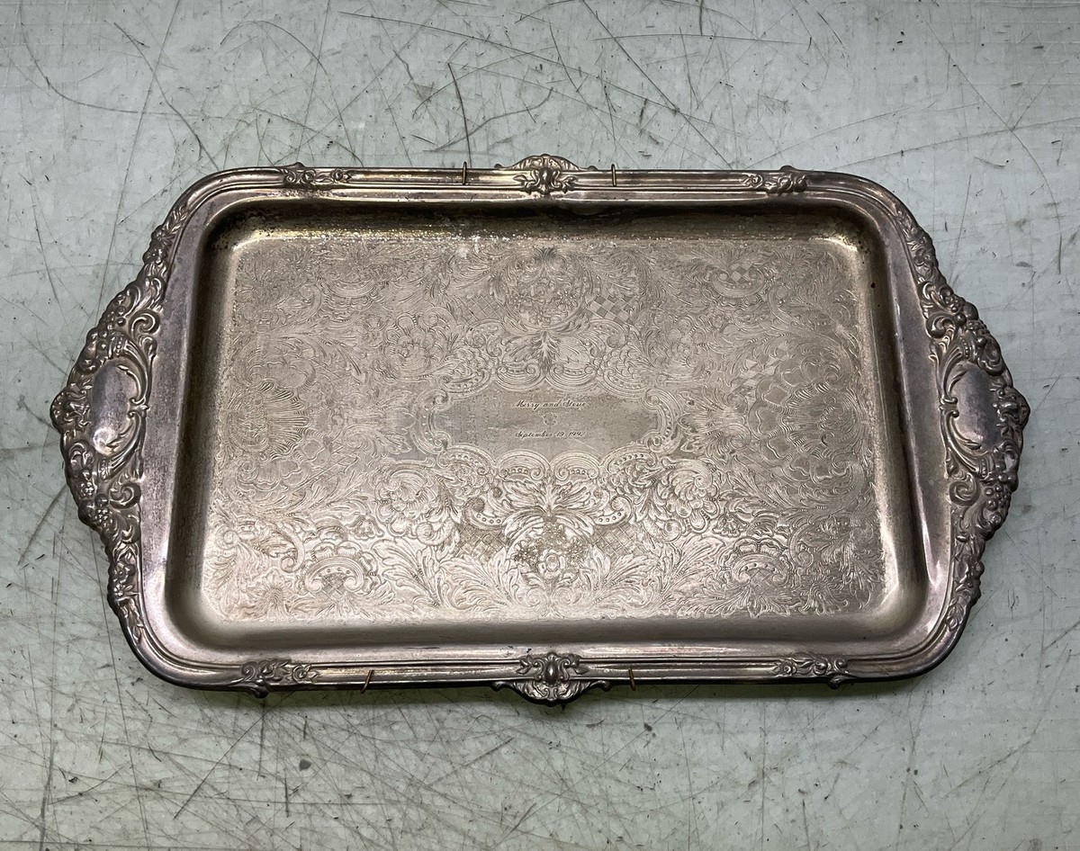 Sheridan Silver Plated Engraved Serving Tray | eBay