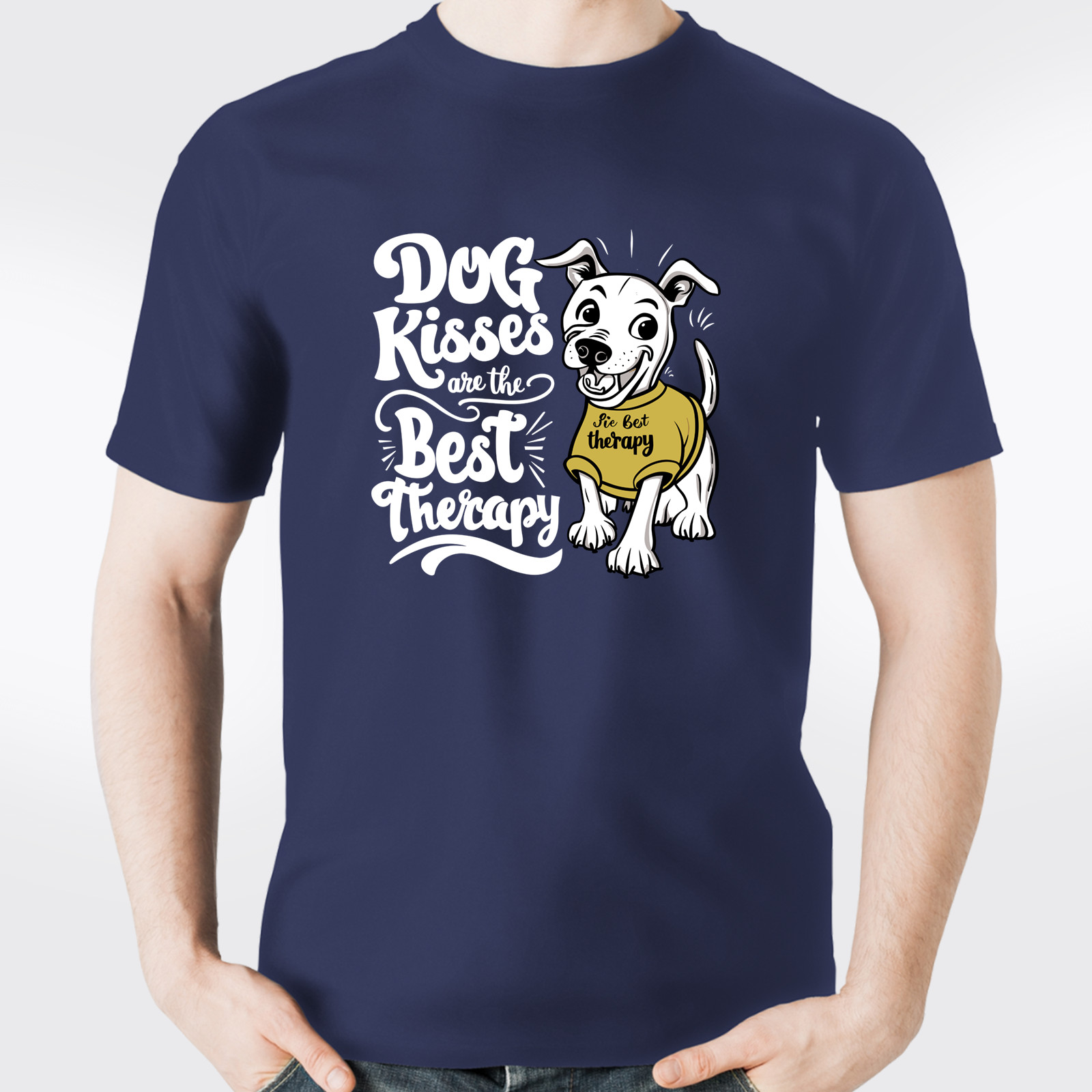 Dog Kisses Are the Best Therapy T-Shirt | Cute Dog Lover Tee | Funny Pet Gift