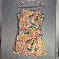 Nine West Tropical Faux Wrap Mini Dress Resort Beach Vacation Cruise Size Med