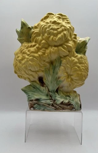 McCoy vase Antique Yellow Spider Mums Vtg Floral Pottery Vase