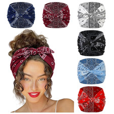 6 Packs Bow Headbands for Women 7    Extra Wide Printed Head Bands for Women  s Ha
