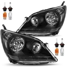 For 2005-2010 Honda Odyssey Black Clear Headlights Assembly Pair 05-10 Wbulbs For 2005-2010 Honda Odyssey Black Clear Headlights Assembly Pair 05-10 Wbulbs