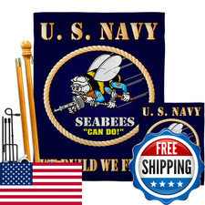Breeze Decor Fk108071-Bo Sea Bees Americana Military Decorative Vertical Flags